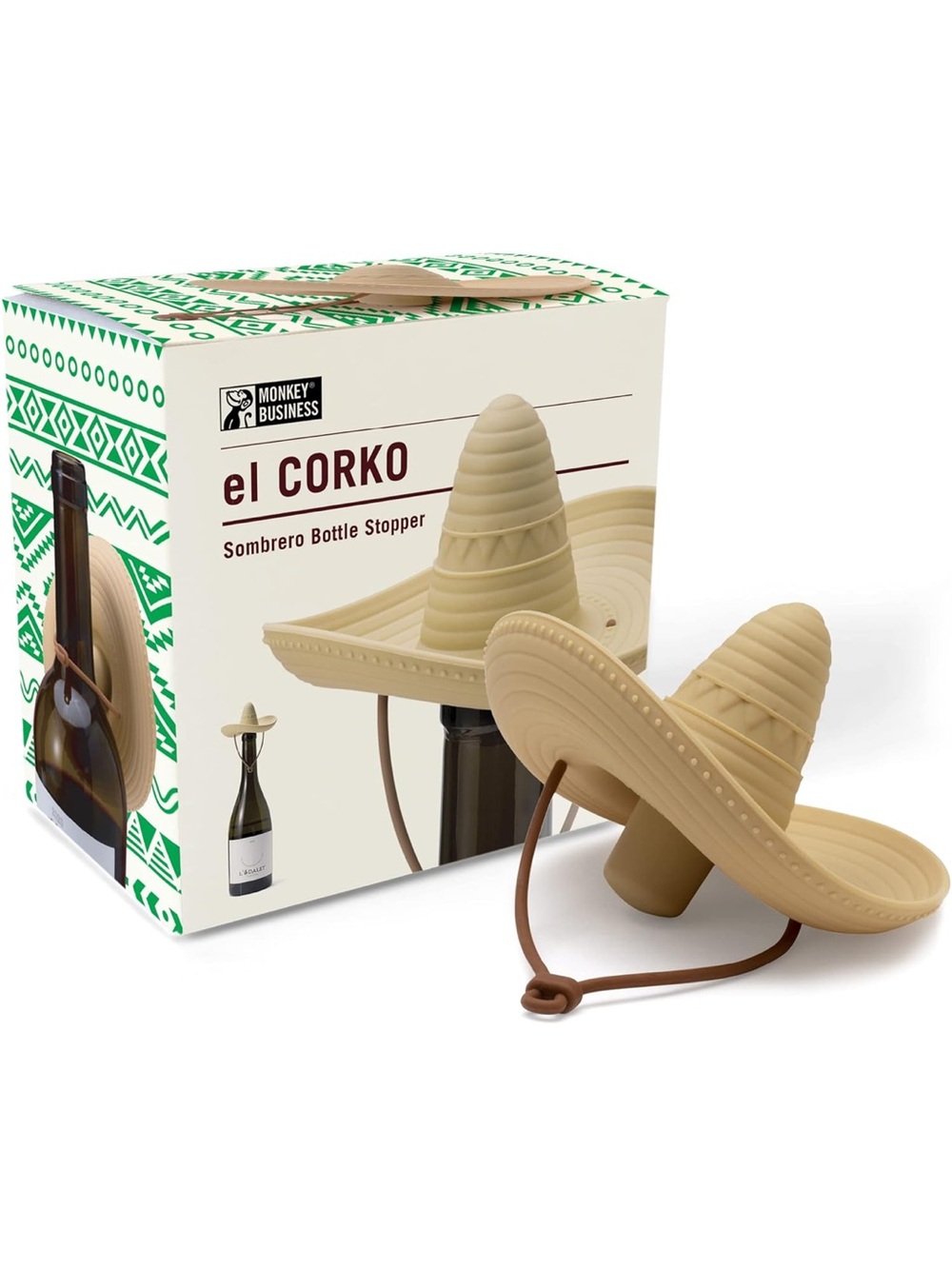 New Open Box Silicone Wine Stopper/Fun Sombrero Shaped Cap Seals Bottle -1